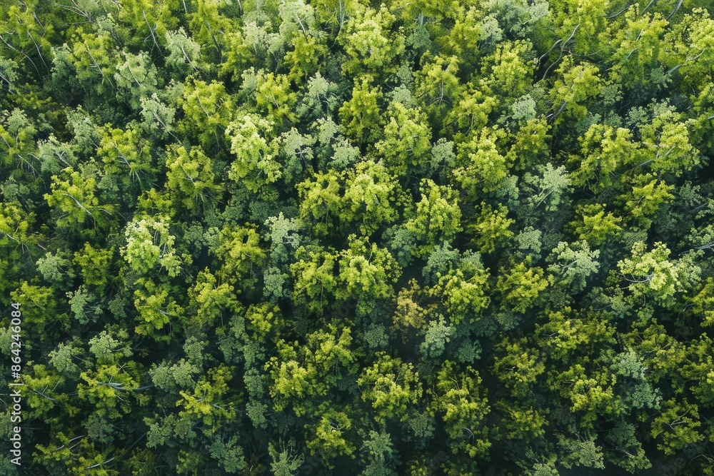 Top view of a young green forest in spring or summer Top view of a young green forest in spring or summer