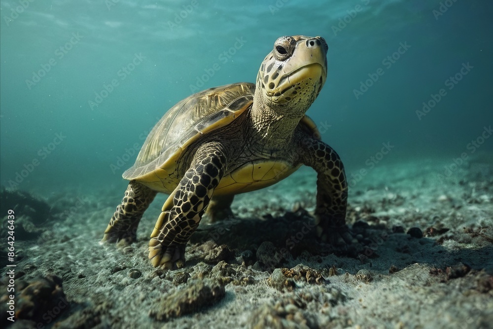 Obraz premium Turtle in modern analog photography style