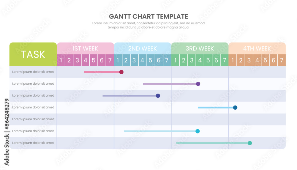 Gantt chart timeline 1 months infographic template design Gantt chart timeline 1 months infographic template design