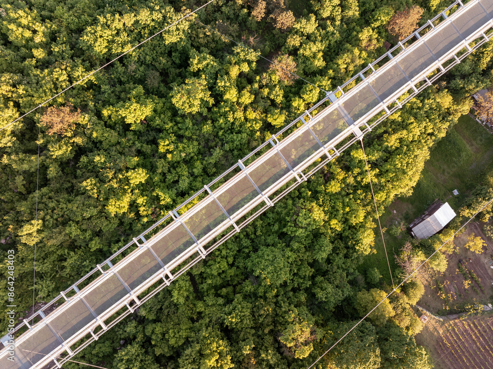 Aerial landscape video about Satoraljaujhely city in Hungary. Included the Nemzeti osszetartozas bridge too. .this is the longest suspension bridge in Europe.