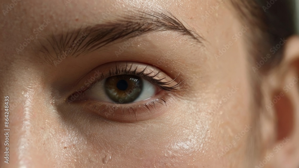 close up woman's face, natural facial skin close up woman's face, natural facial skin