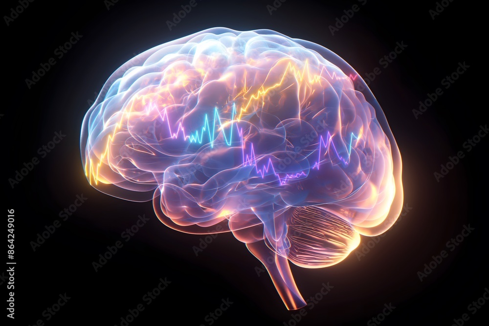 A graphic of a human brain with illuminated neural connections, illustrating the complexity and functionality of the human mind A graphic of a human brain with illuminated neural connections, illustrating the complexity and functionality of the human mind