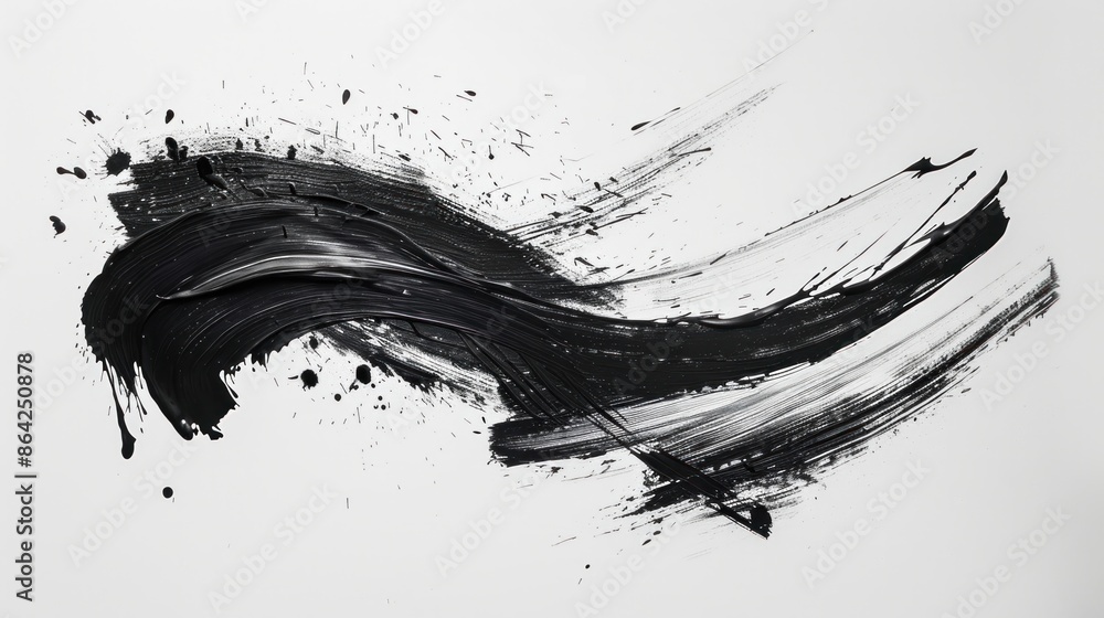 Abstract black brush on white background. Abstract black brush on white background.
