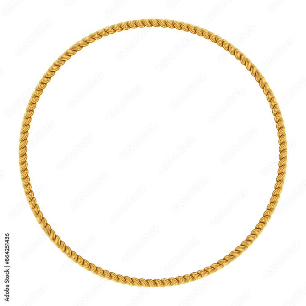 Gold twisted rope circle frame. Round rope border. Gold twisted rope circle frame. Round rope border.