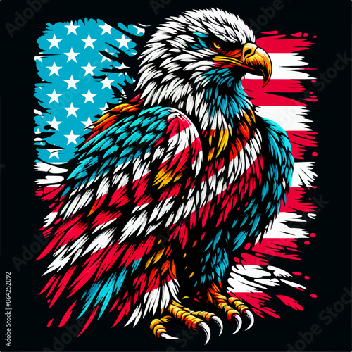 American Bald Eagle with the Flag Independence Day
