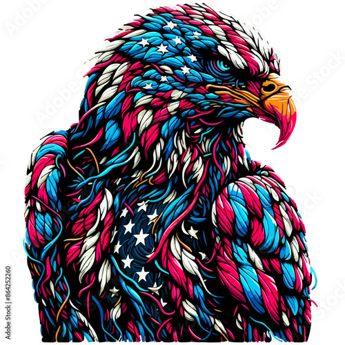 Colorful Undead Bald Eagle with American Flag Skin