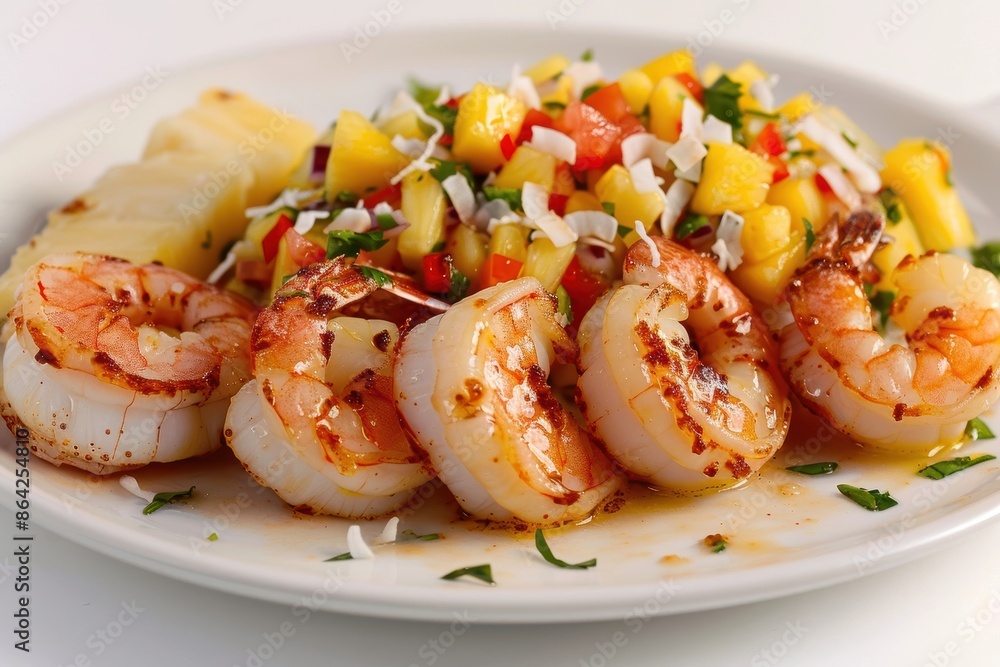 Tropical Salsa Falls on Perfectly Cooked Shrimp and Scallops Tropical Salsa Falls on Perfectly Cooked Shrimp and Scallops