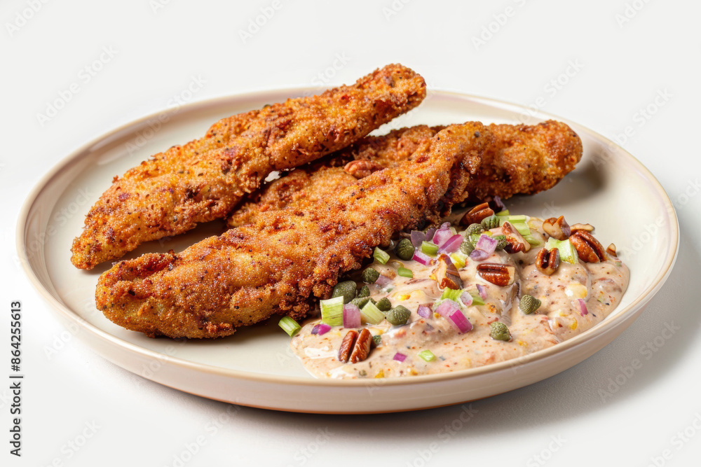 Succulent Catfish Fingers in Cajun Remoulade Dip Succulent Catfish Fingers in Cajun Remoulade Dip