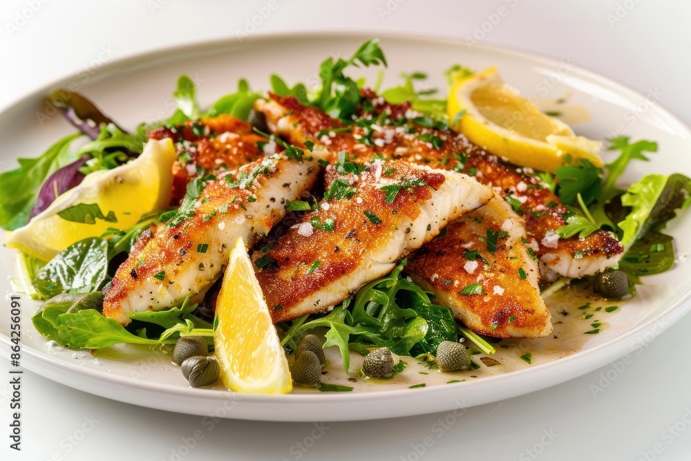 Catfish Piccata with Zesty Lemon Sauce and Fresh Salad Greens Catfish Piccata with Zesty Lemon Sauce and Fresh Salad Greens