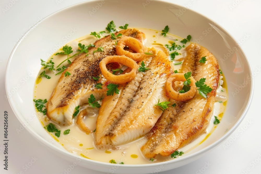 Catfish Poached in Creamy Buttermilk and Aromatic Seasoning Broth Catfish Poached in Creamy Buttermilk and Aromatic Seasoning Broth