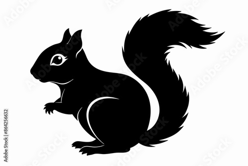 Squirrel black silhouette vector, sitting squirrel black silhouette Illustration, isolated black silhouette of a Squirrel collection, Squirrel Vector