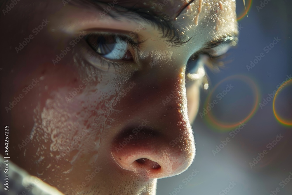 Intense Focus of a Judo Athlete Before a Match with Subtle Olympic Rings Background Intense Focus of a Judo Athlete Before a Match with Subtle Olympic Rings Background