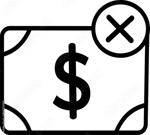 Rejected Payment icon.Dollar money reject icon. Payment fraud symbol. Replaceable vector design.
