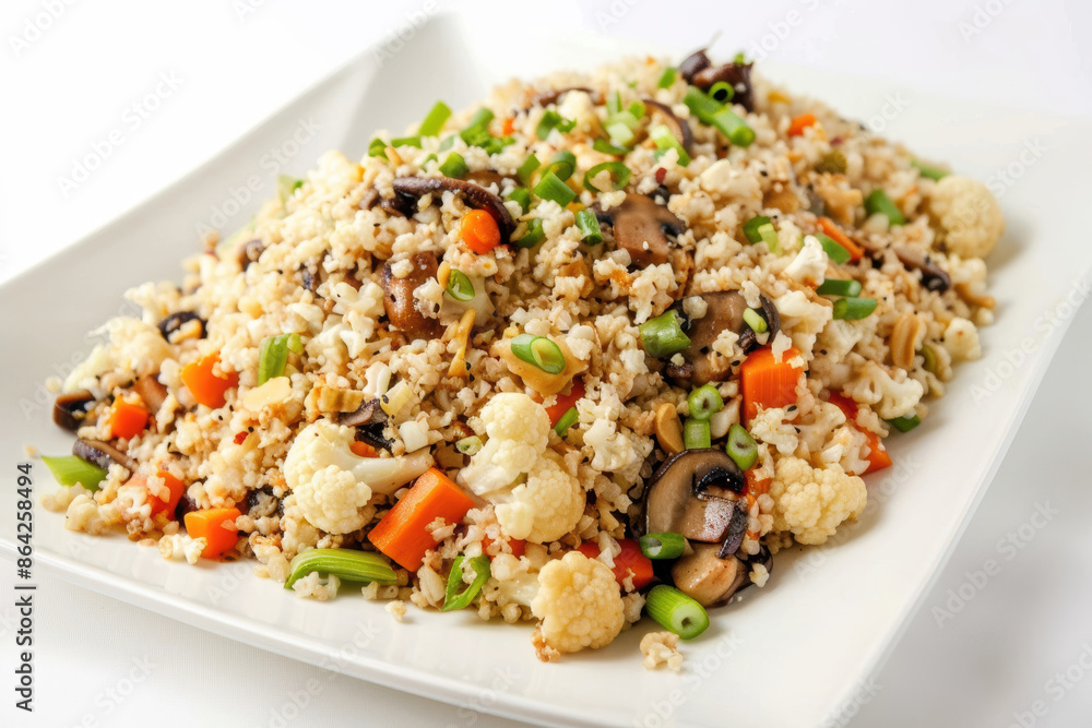 Savory Cauliflower Fried Rice Bowl with Garlic, Ginger, and Emerald Peas Savory Cauliflower Fried Rice Bowl with Garlic, Ginger, and Emerald Peas