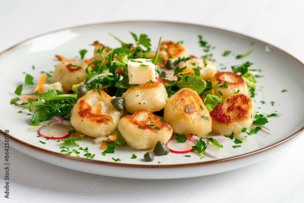 Golden-Brown Cauliflower Gnocchi with Colorful Salad Golden-Brown Cauliflower Gnocchi with Colorful Salad