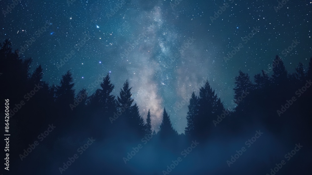 Naklejka premium Milky Way Galaxy in Night Sky