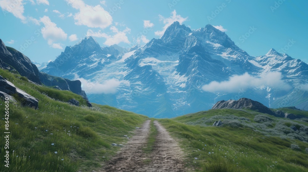Naklejka premium Alpine Path: Jungfrau Mountain View