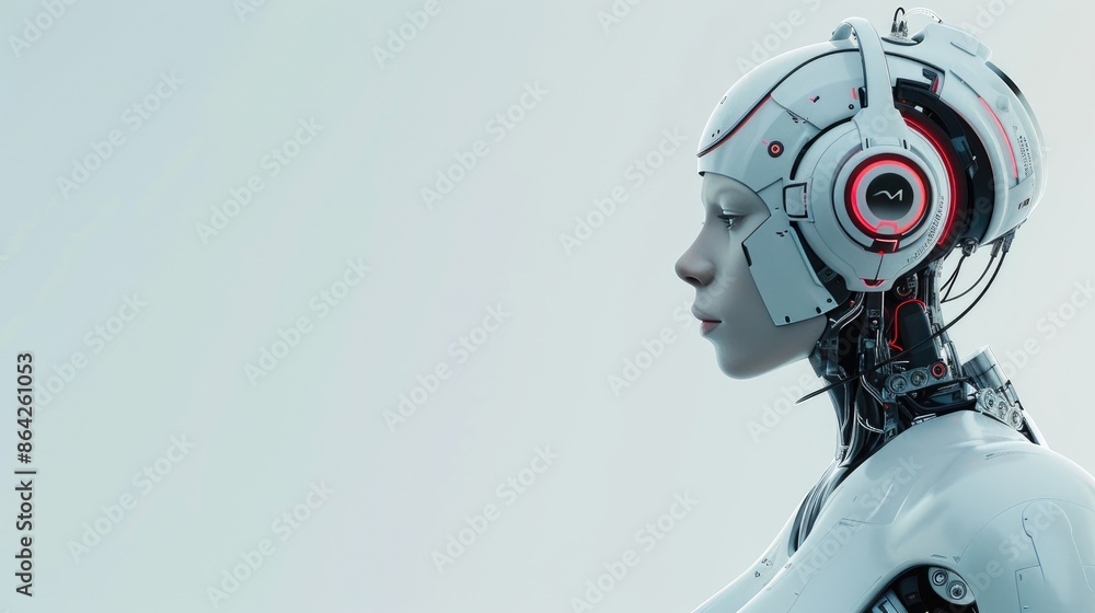 Futuristic Robot Portrait with Headphones Futuristic Robot Portrait with Headphones