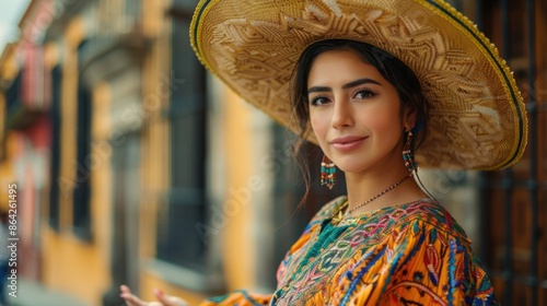 Woman in Stunning Traje de Charro with Colonial-Era Mansion Backdrop


