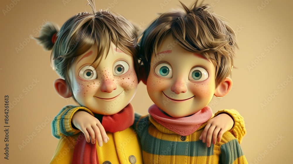 Kids put arms around each other's shoulders Kids put arms around each other's shoulders