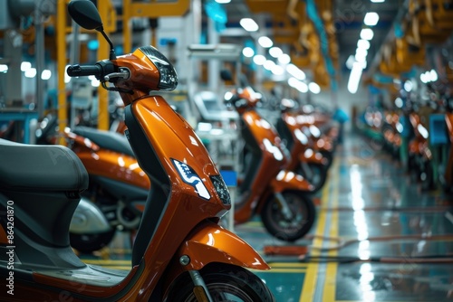 Production of eco-friendly electric scooters in a factory © Ahmed