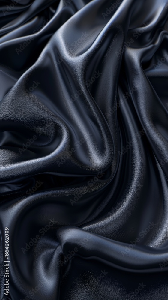 Fototapeta premium Black background luxury cloth or wavy folds of grunge silk texture.