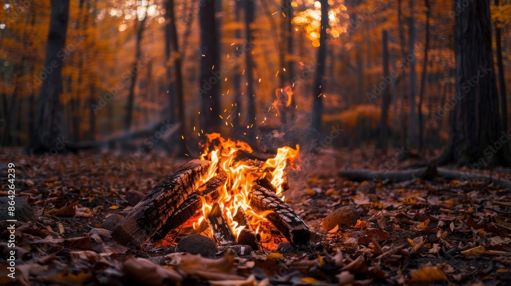 wood bonfire in a forest in autumn wood bonfire in a forest in autumn