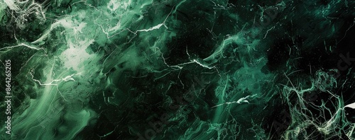 A grunge dark background featuring an abstract black and green marble texture with copy space image