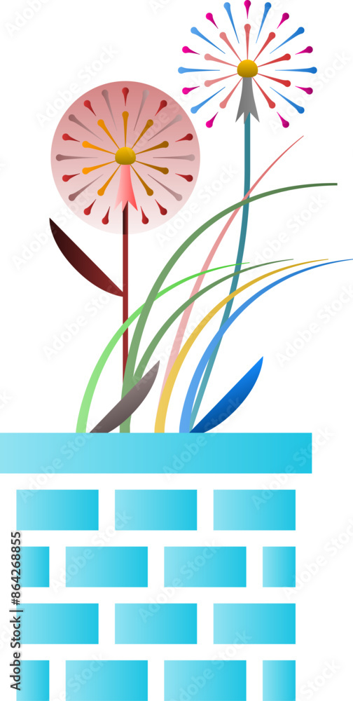 Obraz premium Flowers in a blue pot