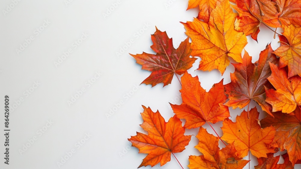 Autumn red maple leaves isolated on white background with copy space, wallpaper Autumn red maple leaves isolated on white background with copy space, wallpaper