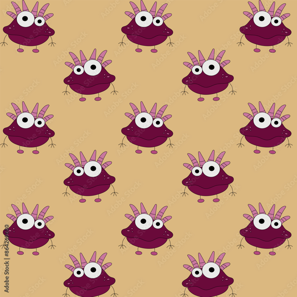 Obraz premium A pattern of cute monsters for kids