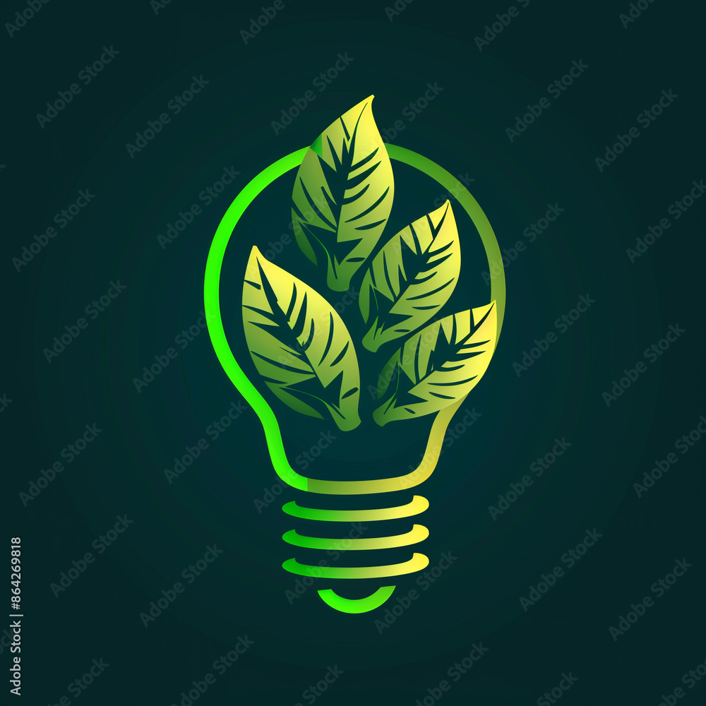 A vibrant light bulb filled with green leaves, promoting eco-friendliness and sustainable energy solutions, ideal for environmental conservation themes and eco-friendly campaigns. A vibrant light bulb filled with green leaves, promoting eco-friendliness and sustainable energy solutions, ideal for environmental conservation themes and eco-friendly campaigns.