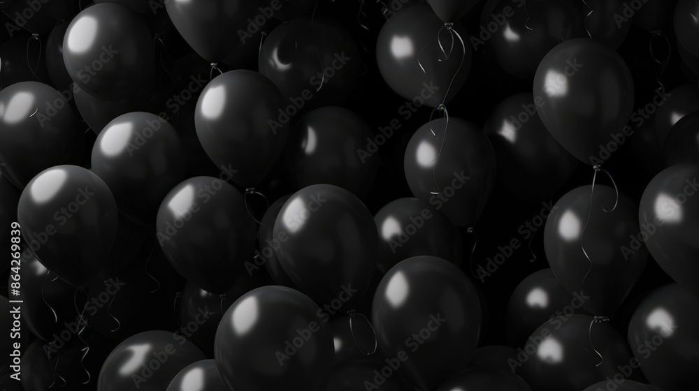 Fototapeta premium A Cluster of Black Balloons