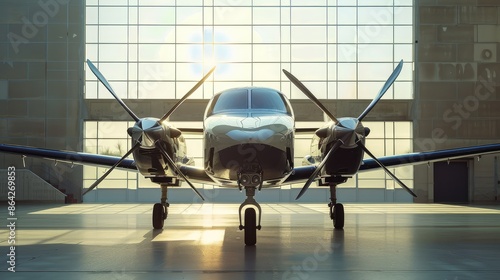 front view of a propeller jet, Generative Ai