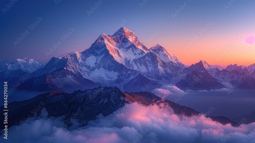 Stunning sunrise over majestic mountains with snow-capped peaks and vibrant sky, creating a breathtaking and serene scenic landscape view. Stunning sunrise over majestic mountains with snow-capped peaks and vibrant sky, creating a breathtaking and serene scenic landscape view.