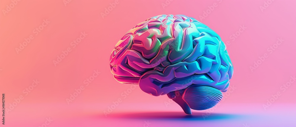 3D Colorful Brain with Copy Space Background 3D Colorful Brain with Copy Space Background