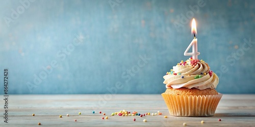 Birthday cupcake with a number forty-seven candle , birthday, cupcake, celebration, dessert, candle, number photo