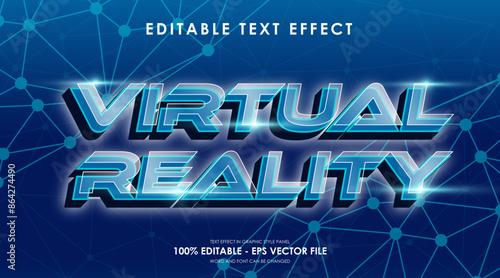 editable virtual reality text effect suitable for digital technology theme