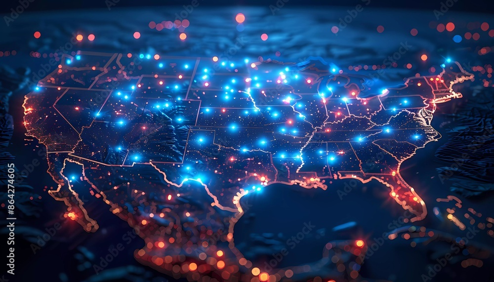 Blockchain Impact on Retail, map of retail centers across the USA with blockchain symbols, transparency in product sourcing, consumer trust, supply chain management Blockchain Impact on Retail, map of retail centers across the USA with blockchain symbols, transparency in product sourcing, consumer trust, supply chain management