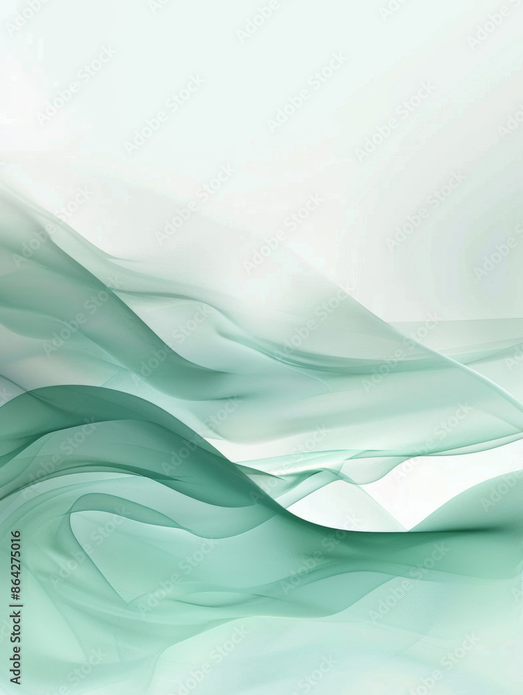 Fototapeta premium green color waves, abstract shapes and texture as background, modern art wallpape