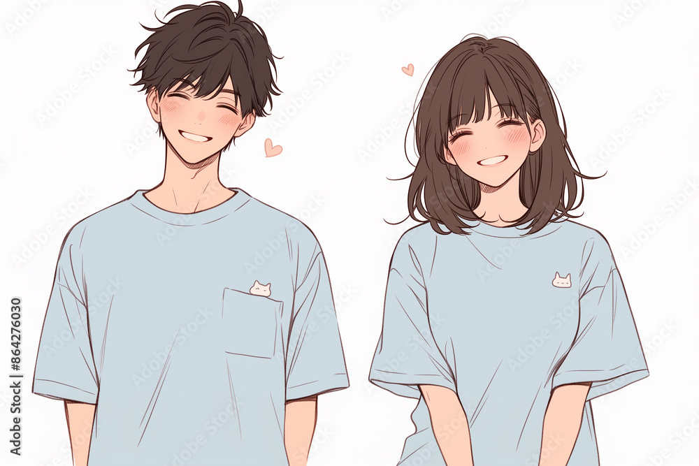 若い男女のイラスト「AI生成画像」 若い男女のイラスト「AI生成画像」