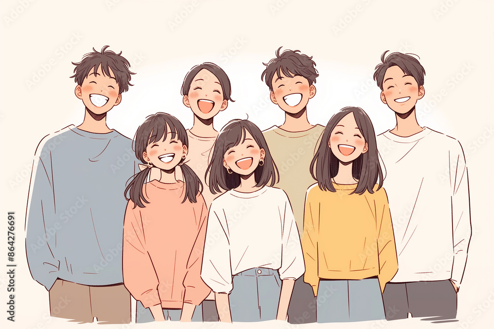 若い男女のイラスト「AI生成画像」