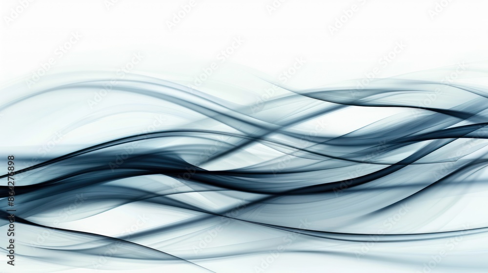 Fototapeta premium Abstract Blue Smoke Waves on White Background