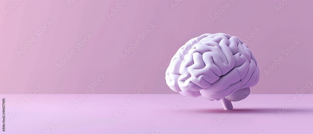 3D White Brain Anatomy with Copy Space Background 3D White Brain Anatomy with Copy Space Background