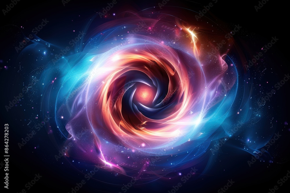 Obraz premium colorful abstract vortex pattern with swirling energy, perfect for creative design projects and cosmic themed artwork.