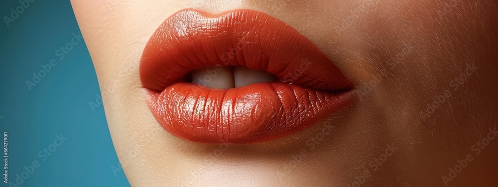 Fototapeta premium close up of a woman's lips with a red lipstick