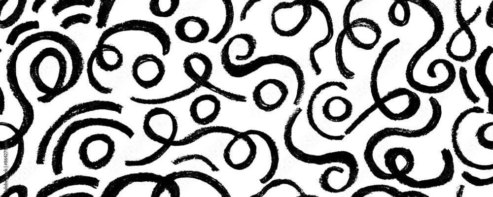 Vector seamless pattern black scribbles. Wavy lines and colorful shapes, hand drawing charcoal . Abstract black wallpaper design, trendy textile print. Wavy and swirled shapes.
Vector seamless pattern black scribbles. Wavy lines and colorful shapes, hand drawing charcoal . Abstract black wallpaper design, trendy textile print. Wavy and swirled shapes.