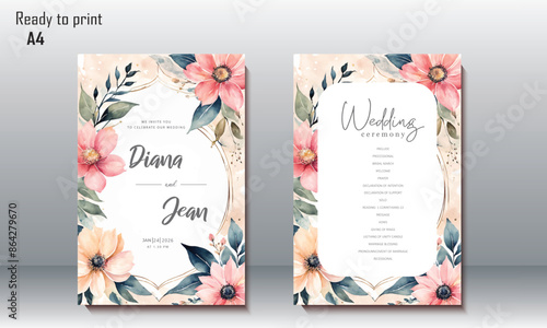 Floral engagement invitation template