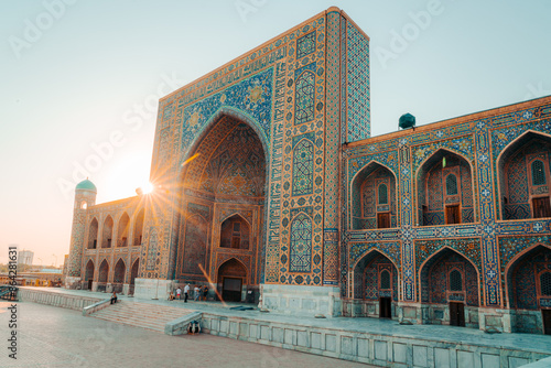 Quadro su tela Sunset at Registan, in Samarkand, Uzbekistan