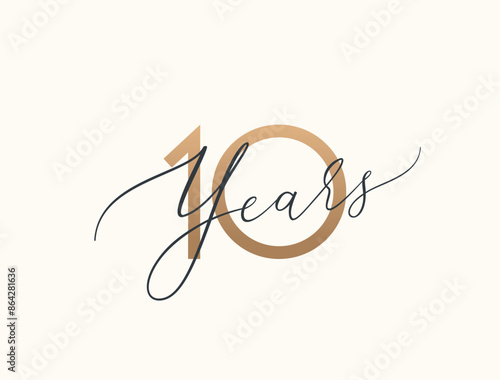 Ten years celebration event. 10 years anniversary sign. Vector design template.